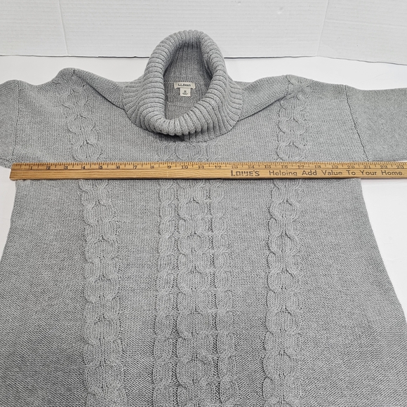 L.L. Bean Gray Cable Knit Turtleneck Sweater - Picture 7 of 11